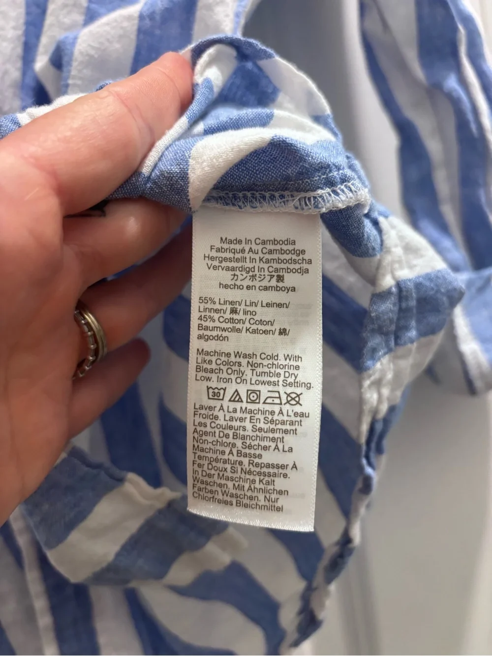 J. Crew Blue and White Vertical Stripe Button-Down Shirt